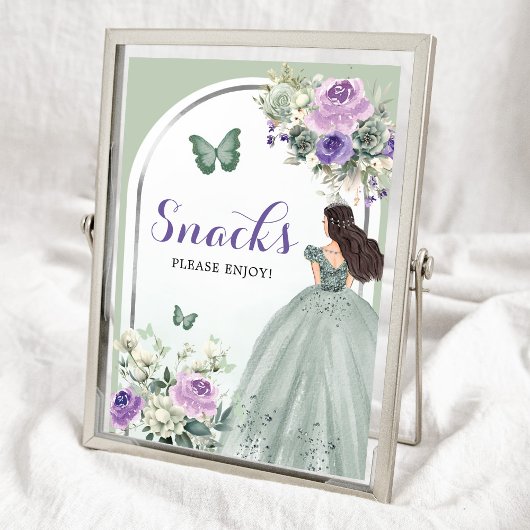 Boho Sage Groene Paarse Rozen Meisje 15 Jaar Snack Poster