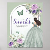 Boho Sage Groene Paarse Rozen Meisje 15 Jaar Snack Poster (Voorkant)