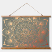 Boho Sage Groene Perzik Mandala Hout Topped Hangend Wandkleed (Voorkant)