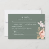 Boho Sage Groene Pioen Huwelijk RSVP Kaart (Voorkant)