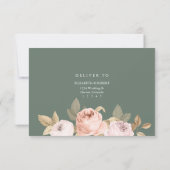 Boho Sage Groene Pioen Huwelijk RSVP Kaart (Achterkant)