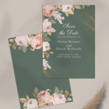 Boho Sage Groene Pioen Save the Date Kaart