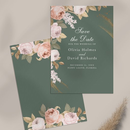 Boho Sage Groene Pioen Save the Date Kaart