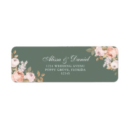 Boho Sage Groene Pioenrozen Retouradres Etiket