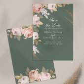 Boho Sage Groene Pioenrozen Save the Date Kaart