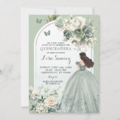 Boho Sage Groene Prinses Vlinder Quinceañera Kaart (Voorkant)
