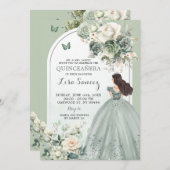 Boho Sage Groene Prinses Vlinder Quinceañera Kaart (Voorkant / Achterkant)