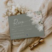 Boho Sage Groene QR Code Huwelijk RSVP Antwoordkaa Kaartje