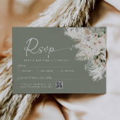 Boho Sage Groene QR Code Huwelijk RSVP Antwoordkaa Kaartje