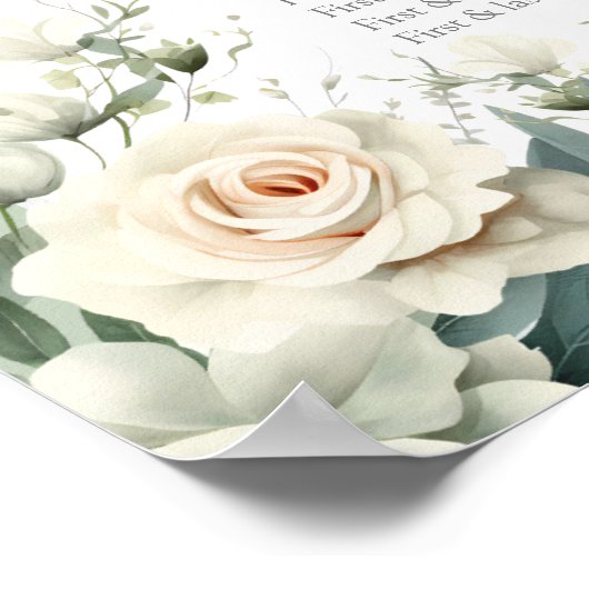 Boho Sage Groene Quinceañera Zitkaarten Teken Poster (Hoek)