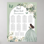 Boho Sage Groene Quinceañera Zitkaarten Teken Poster (Voorkant)