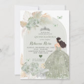 Boho Sage Groene Rozen Jurk Princesa Quinceañera Kaart (Voorkant)