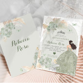 Boho Sage Groene Rozen Jurk Princesa Quinceañera Kaart