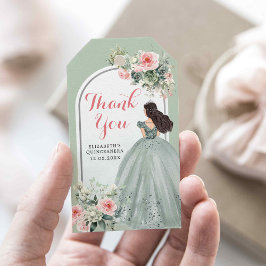 Boho Sage Groene Rozen Meisje 15 Años Dank je Cadeaulabel