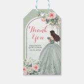 Boho Sage Groene Rozen Meisje 15 Años Dank je Cadeaulabel (Voorkant)