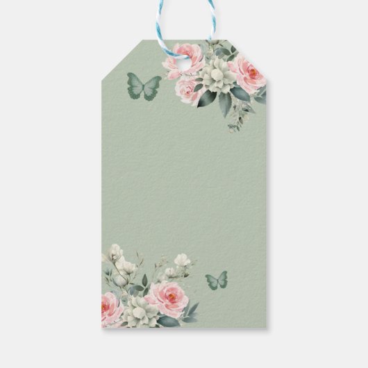 Boho Sage Groene Rozen Meisje 15 Años Dank je Cadeaulabel (Achterkant)