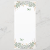 Boho Sage Groene Rozen Royal Quinceañera Menu (Achterkant)