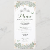 Boho Sage Groene Rozen Royal Quinceañera Menu (Voorkant)