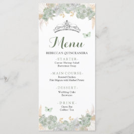 Boho Sage Groene Rozen Royal Quinceañera Menu