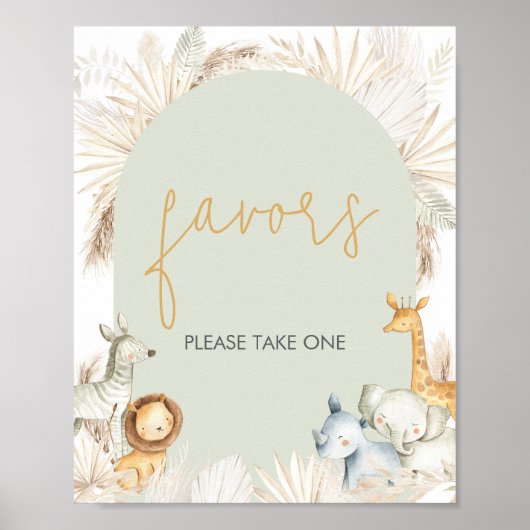 Boho Sage Groene Safari Favorieten Poster (Voorkant)