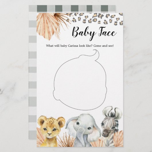 Boho Sage Groene Safari Oh Boy Baby Gezichtsspel (Voorkant / Achterkant)