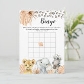 Boho Sage Groene Safari Oh Boy Baby shower Bingo Kaart (Staand voorkant)