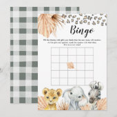 Boho Sage Groene Safari Oh Boy Baby shower Bingo Kaart (Voorkant / Achterkant)