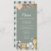 Boho Sage Groene Safari Oh Boy Baby shower Menu (Voorkant / Achterkant)