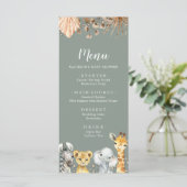 Boho Sage Groene Safari Oh Boy Baby shower Menu (Staand voorkant)