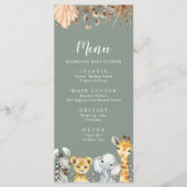 Boho Sage Groene Safari Oh Boy Baby shower Menu (Voorkant)