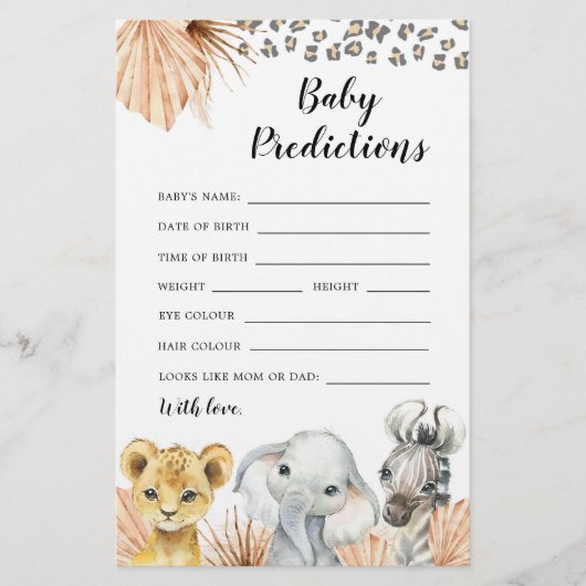 Boho Sage Groene Safari Oh Boy Baby Voorspellingss (Voorkant)