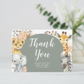 Boho Sage Groene Safari Oh Boy Bedankpas Bedankkaart (Staand voorkant)