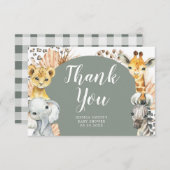 Boho Sage Groene Safari Oh Boy Bedankpas Bedankkaart (Voorkant / Achterkant)