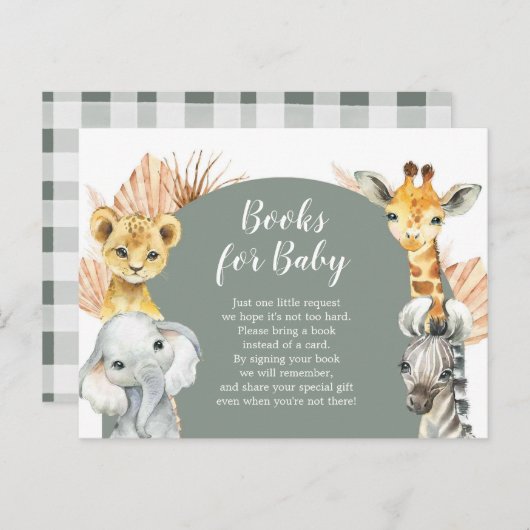 Boho Sage Groene Safari Oh Boy Boeken Voor Baby Uitnodiging Briefkaart (Voorkant / Achterkant)