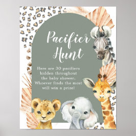 Boho Sage Groene Safari Oh Boy Fopspeen Hunt Spel Poster