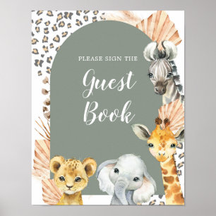 Boho Sage Groene Safari Oh Boy Gastenboek Poster