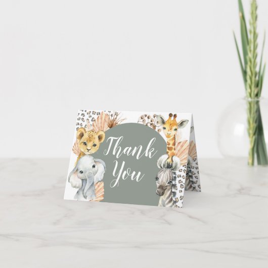 Boho Sage Groene Safari Oh Boy Gevouwen Kaart (Voorkant)