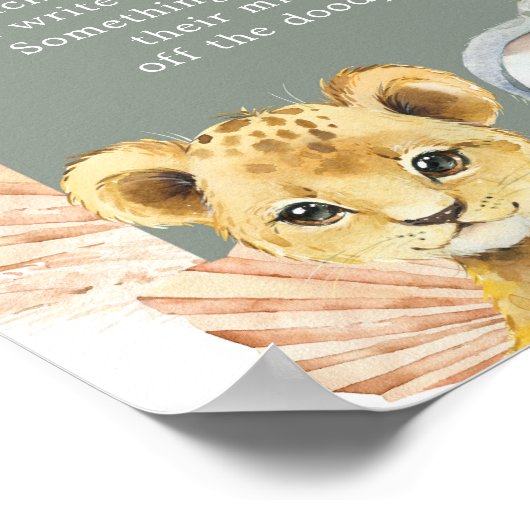 Boho Sage Groene Safari Oh Boy Late Night Luier Poster (Hoek)