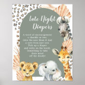 Boho Sage Groene Safari Oh Boy Late Night Luier Poster (Voorkant)