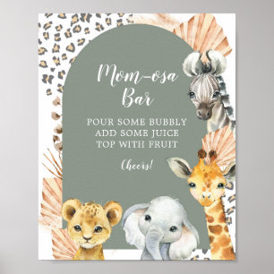 Boho Sage Groene Safari Oh Boy Mom-osa Bar Sign Poster