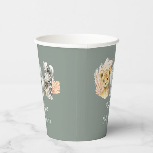 Boho Sage Groene Safari Oh Boy Paper Cup Papieren Bekers (Rechts)