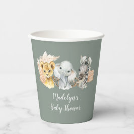 Boho Sage Groene Safari Oh Boy Paper Cup Papieren Bekers