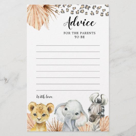 Boho Sage Groene Safari Oh Jongen Advies Kaart (Voorkant)