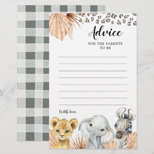 Boho Sage Groene Safari Oh Jongen Advies Kaart (Voorkant / Achterkant)