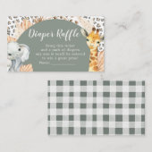 Boho Sage Groene Safari Oh Jongen Luier Raffle Informatiekaartje (Voorkant / Achterkant)