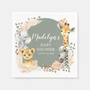 Boho Sage Groene Safari Oh Jongen Papier Servet