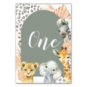 Boho Sage Groene Safari Op Jongen Tafelnummer (Voorkant)