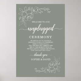 Boho Sage Groene Uitgeschakelde Trouwceremonie Bor Poster