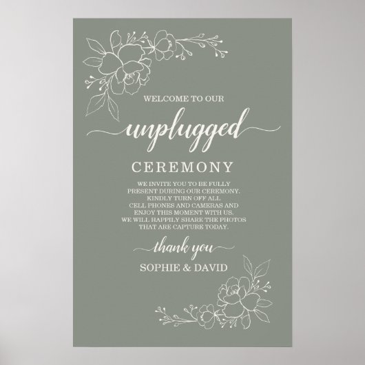 Boho Sage Groene Uitgeschakelde Trouwceremonie Bor Poster (Voorkant)