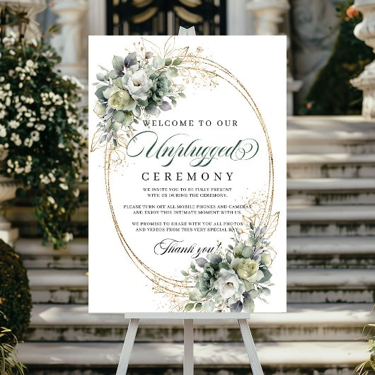 Boho Sage Groene Unplugged Ceremonie Poster Bord